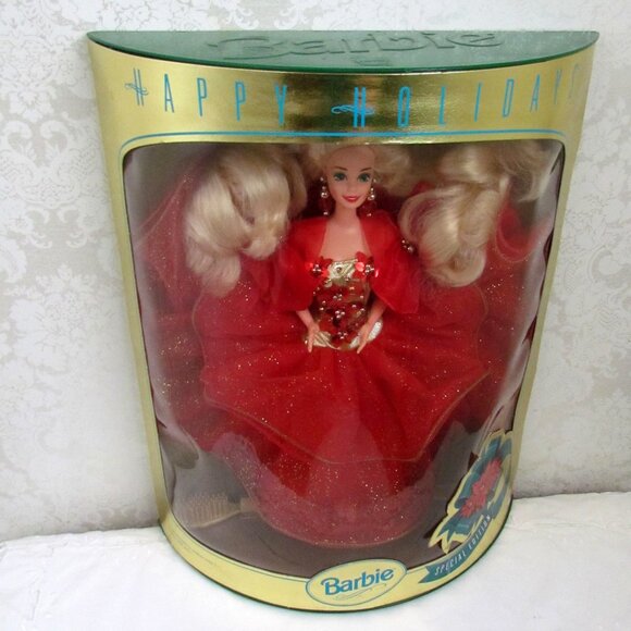 BARBIE HAPPY HOLIDAYS SPECIAL EDITION BLONDE in GLORIOUS RED SPARKLE BALL GOWN - Picture 1 of 5